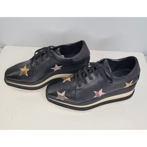 Stella McCartney Elyse Black Star Platform Sneakers 501778 Size 41 Made in Italy